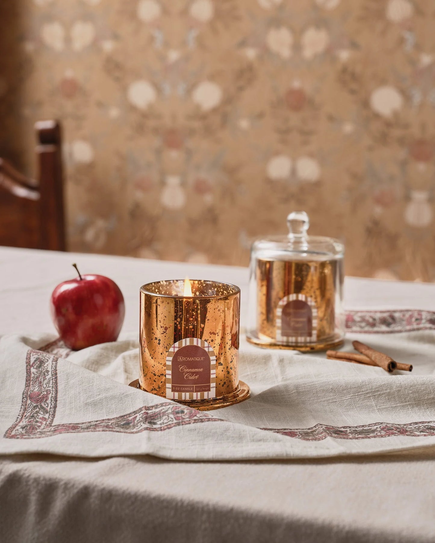 Aromatique: Mercury Glass Cloche Candle in Cinnamon Cider