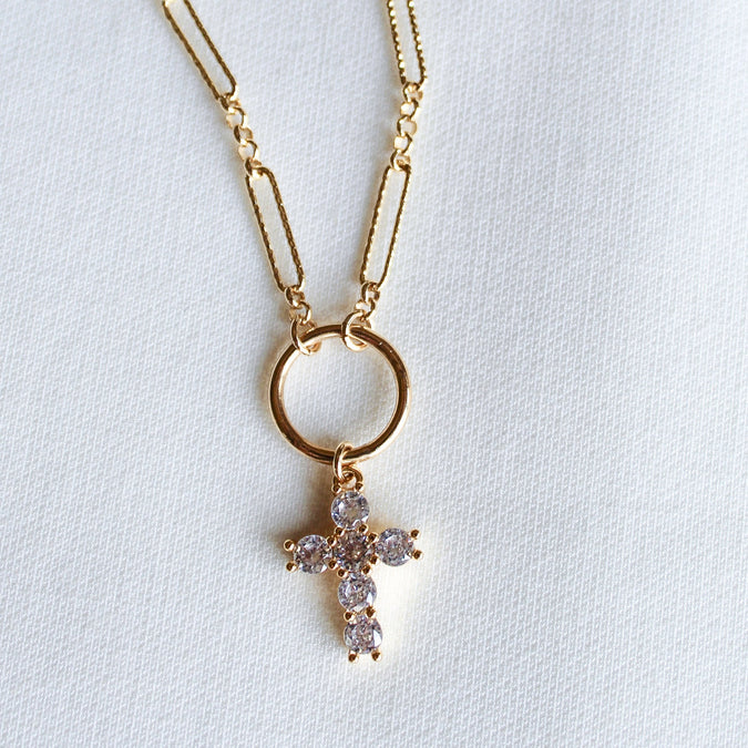 Gold Necklace with Cross