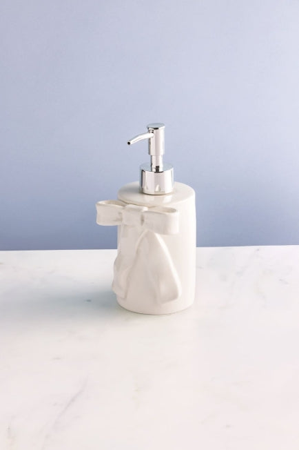 White Bow Soap Pump