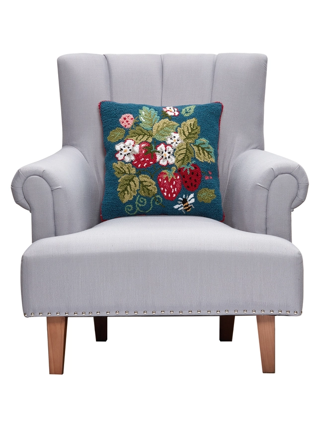 Navy Vintage Strawberry Pillow