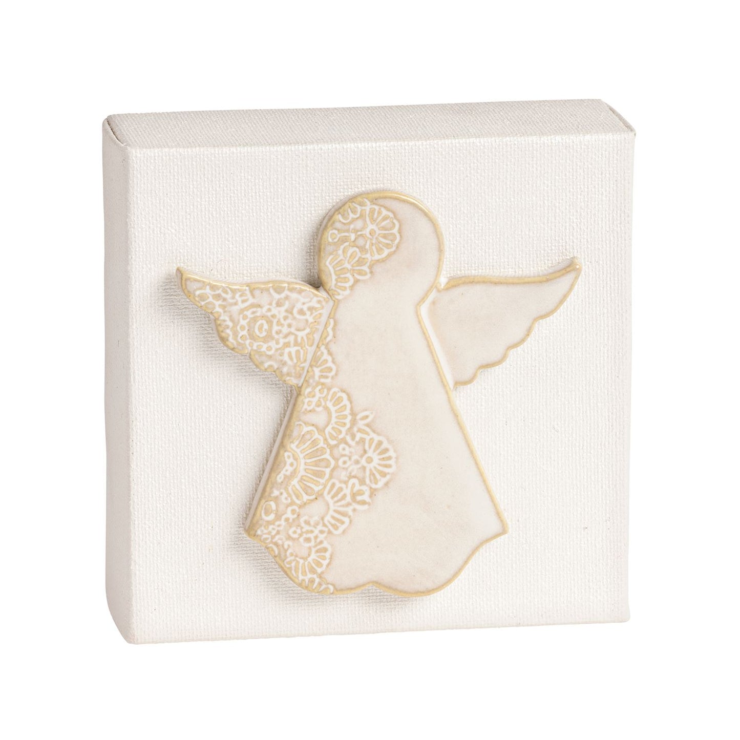 White Canvas Plaque: Angel