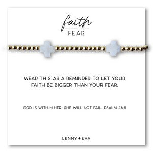 Faith Over Fear Cross Moonstone Bracelet