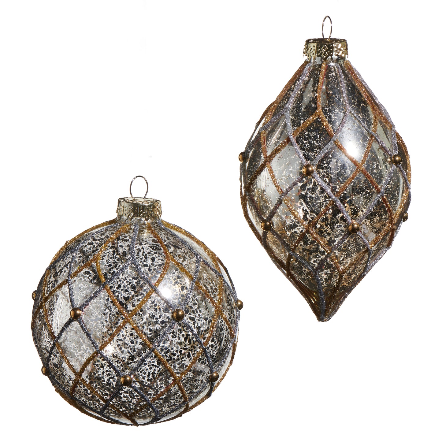 4" Silver Gold Glitter Mercury Ornament