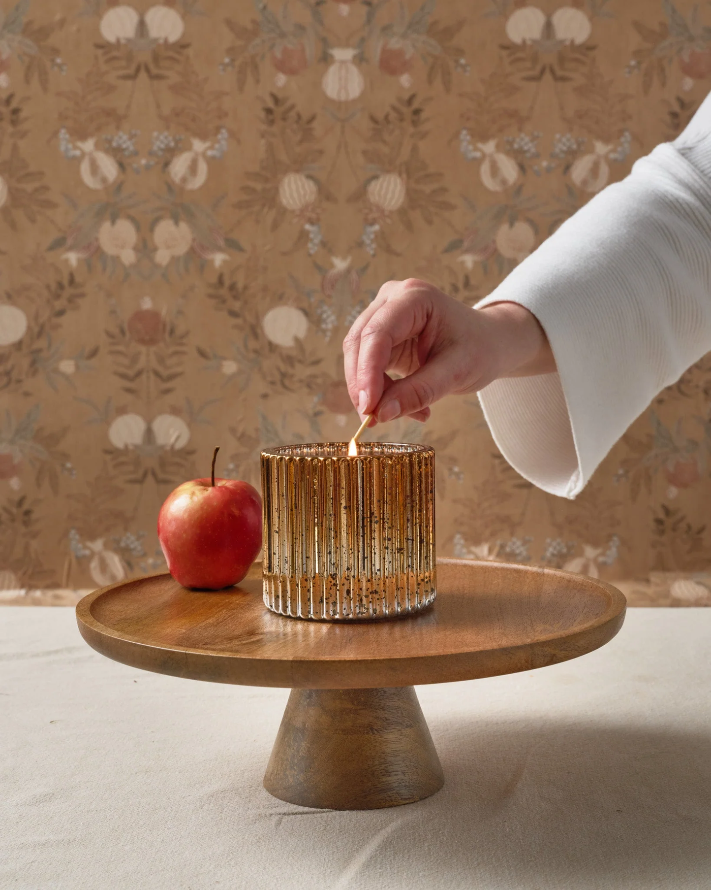 Aromatique: Ribbed Mercury Glass Candle in Cinnamon Cider