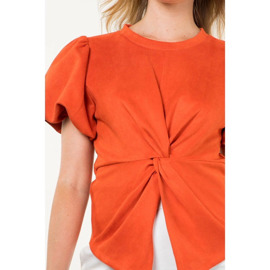 The Isla Puff Sleeve Suede Top