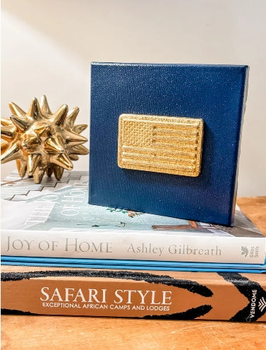 Gold Flag on Navy Canvas