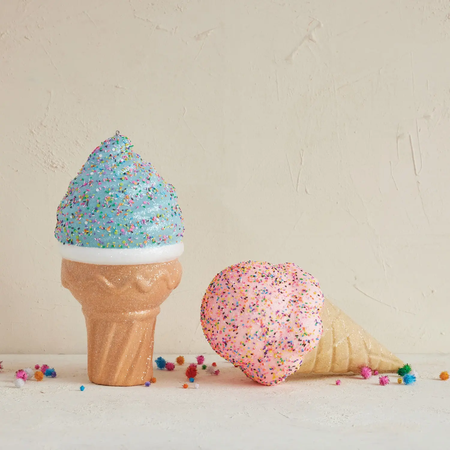 Oversized Foam Ice Cream Cone Ornament (Blue)