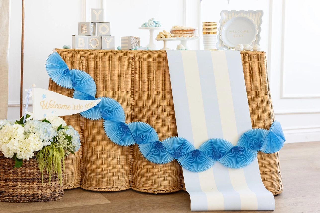 Blue Cabana Stripe Paper Table Runner 16x120