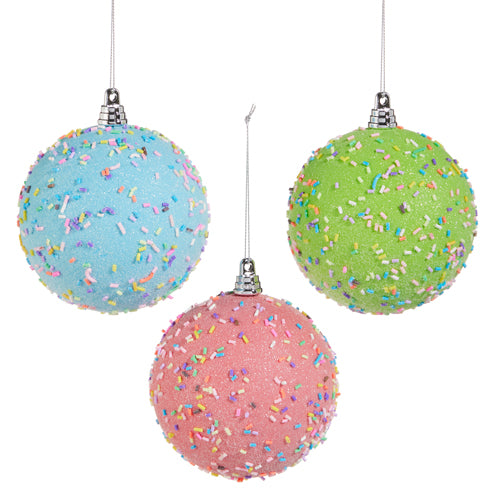 4" Sprinkled Ball Ornament: Blue