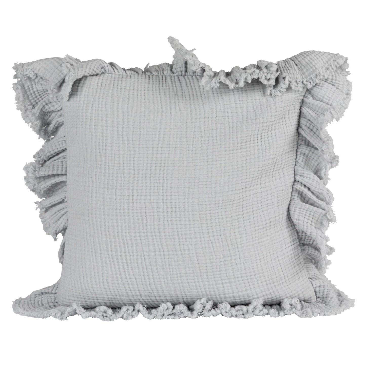 Ruffle Edge Light Blue Cotton Pillow