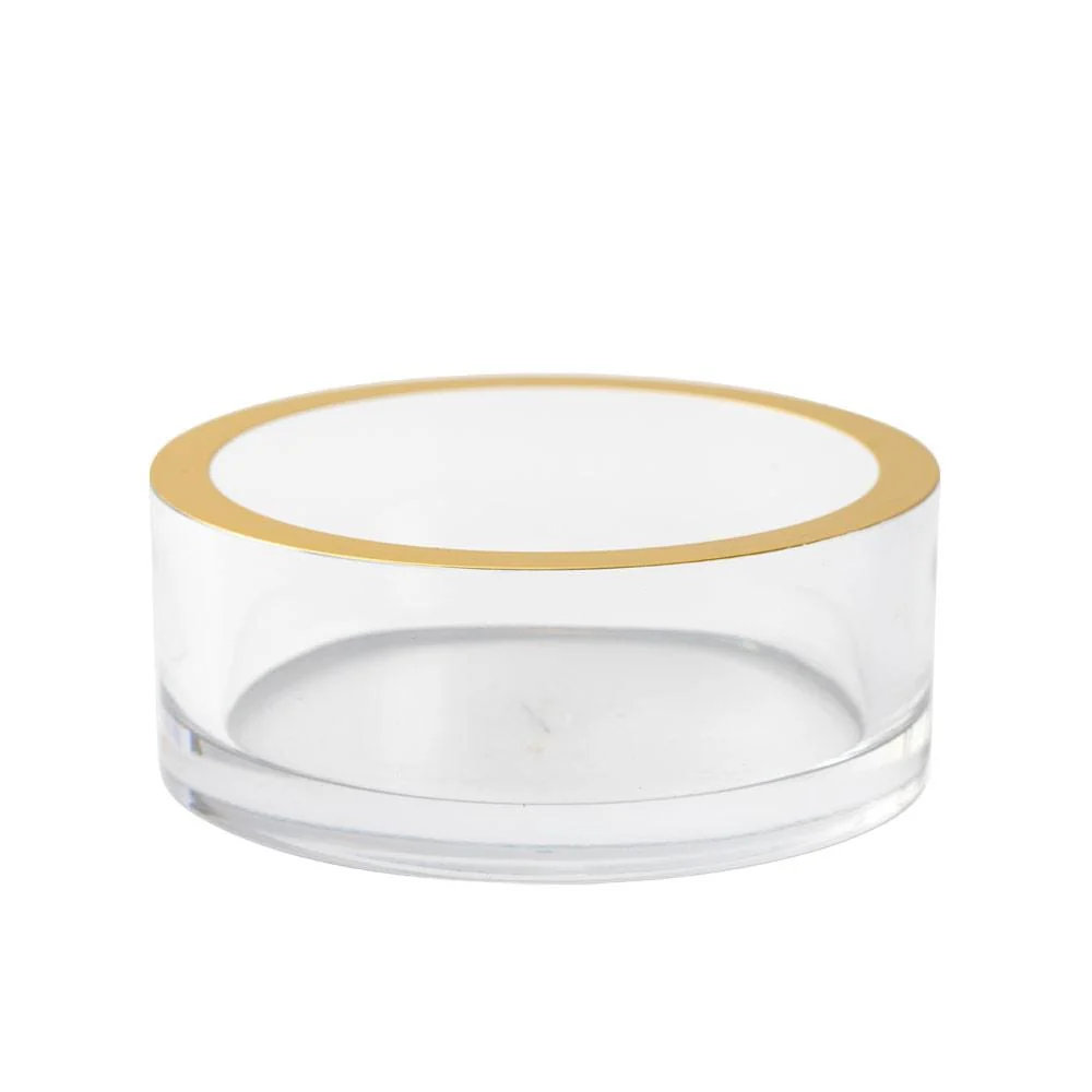 Gold Rim Clear Acrylic Coaster Holder / Wine Bottle Holder