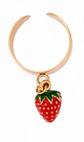 Farrah B - Strawberry Charm on Gold Ring