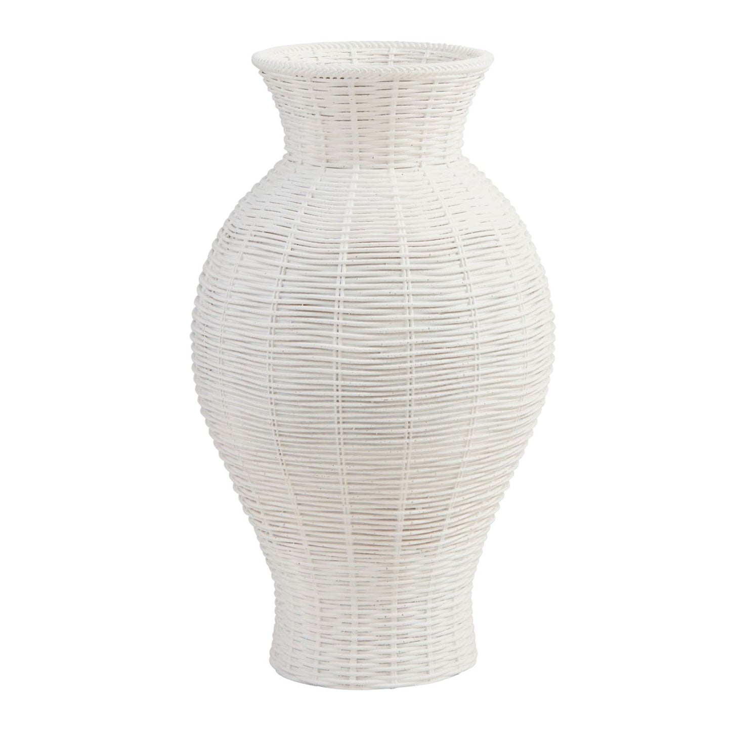 Large White Textured Resin Basket Weave Vase
