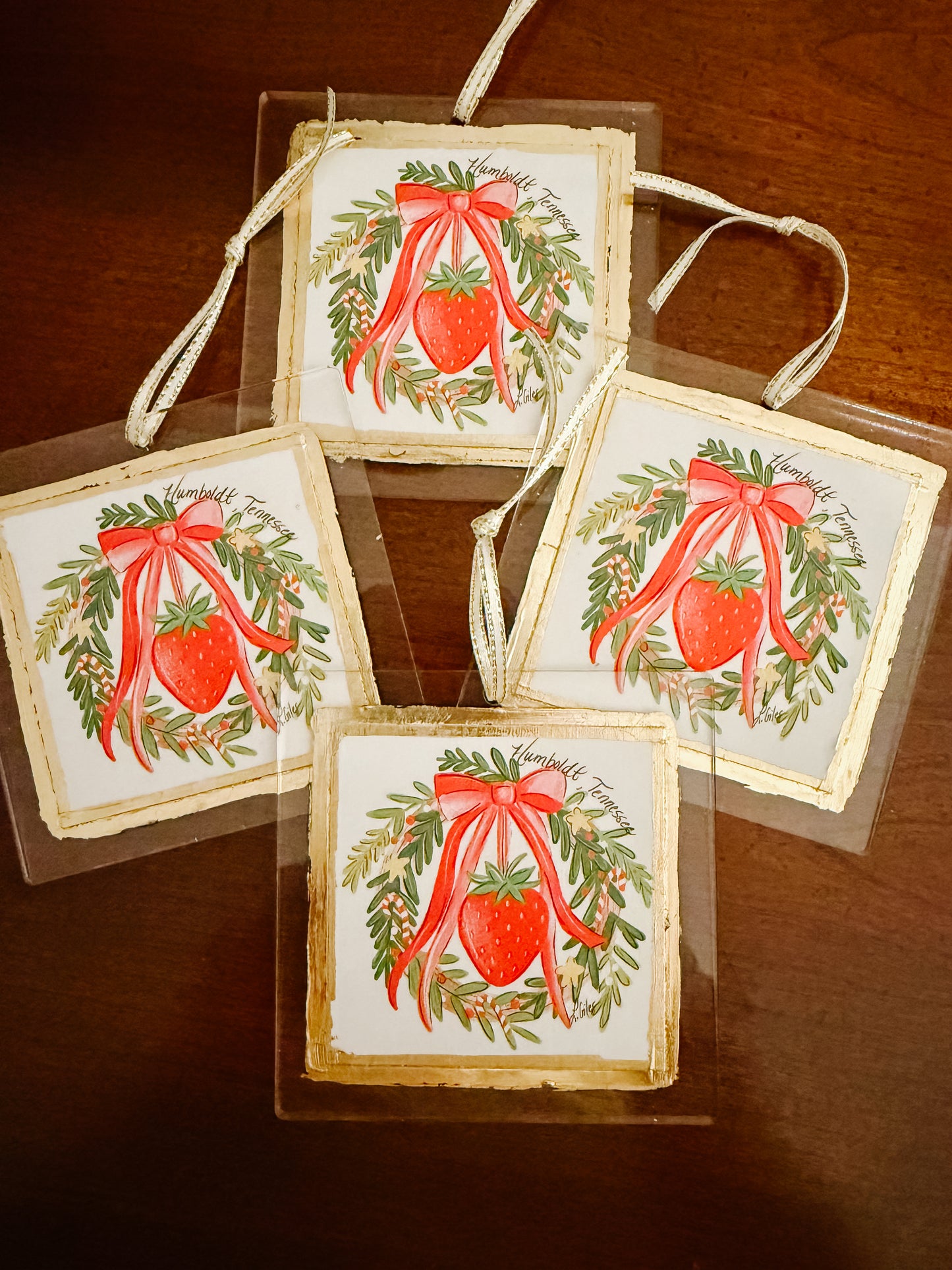 LG Strawberry Christmas Wreath Ornament