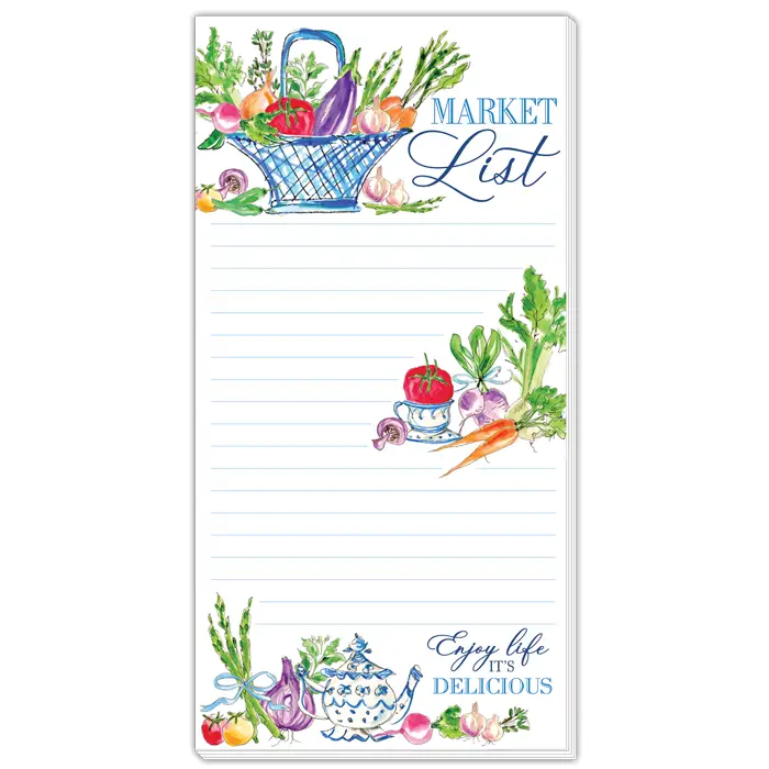 Hand Painted Market List w/ Vegetables in basket
