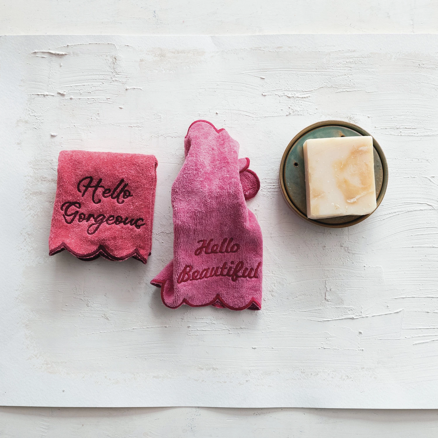 Wash Cloth w/ Embroidered Saying