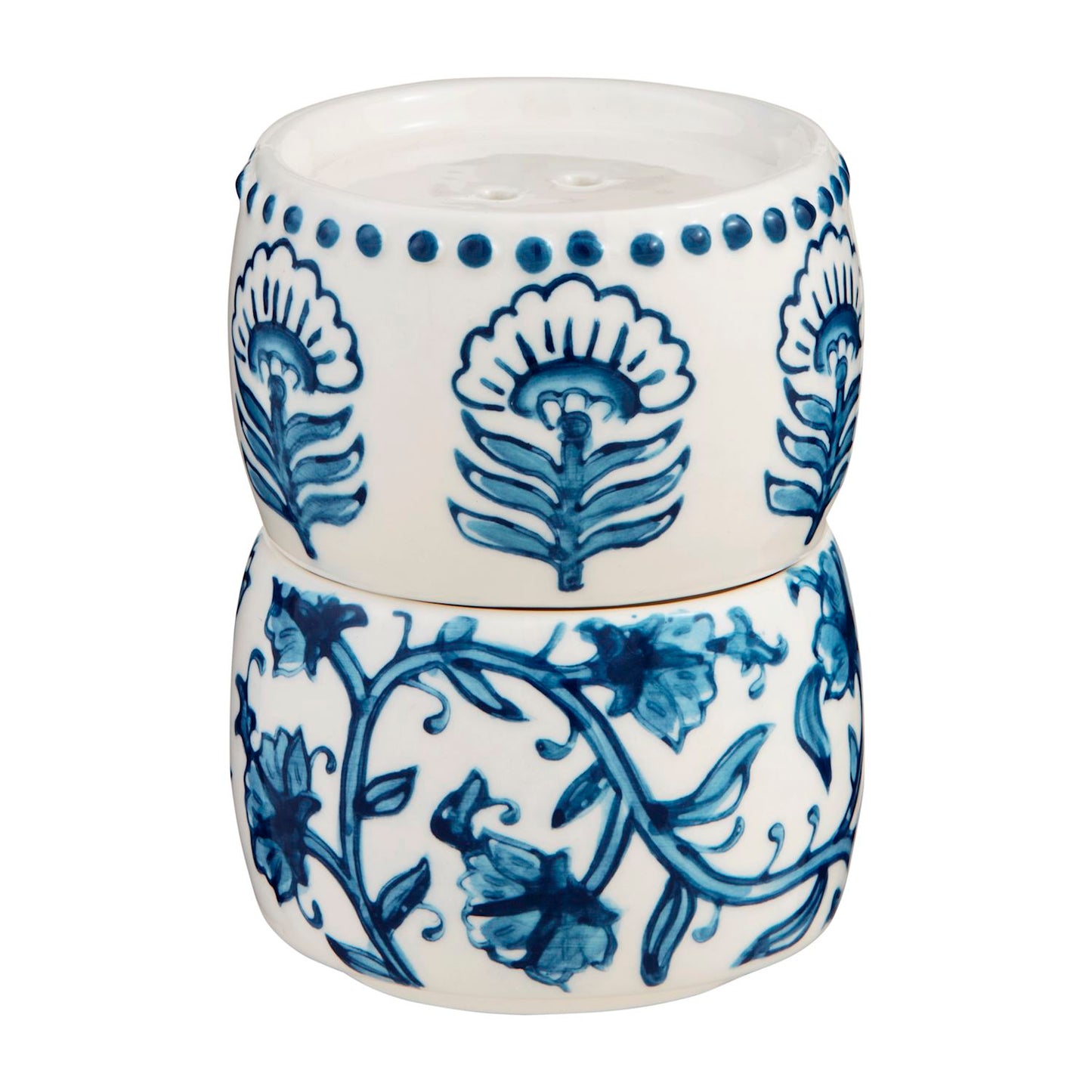 Block Blue & White Print Stack Salt & Pepper Shaker