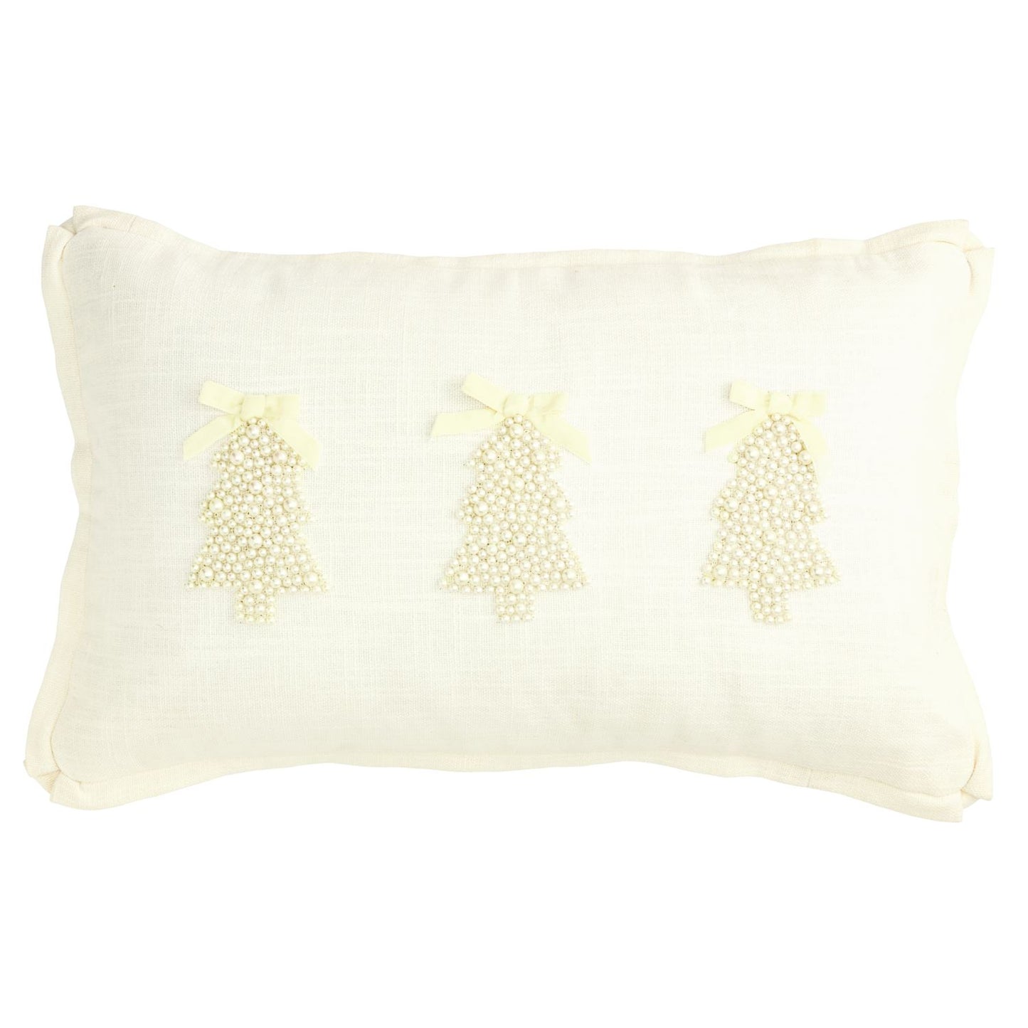 White Christmas Pearl Pillow - Tree