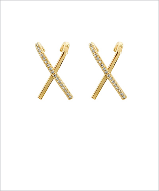 Pave Crisscross Ear Hugger Earrings