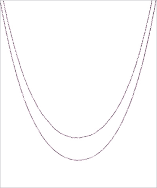 Double Layered Simple Silver Chain Necklace