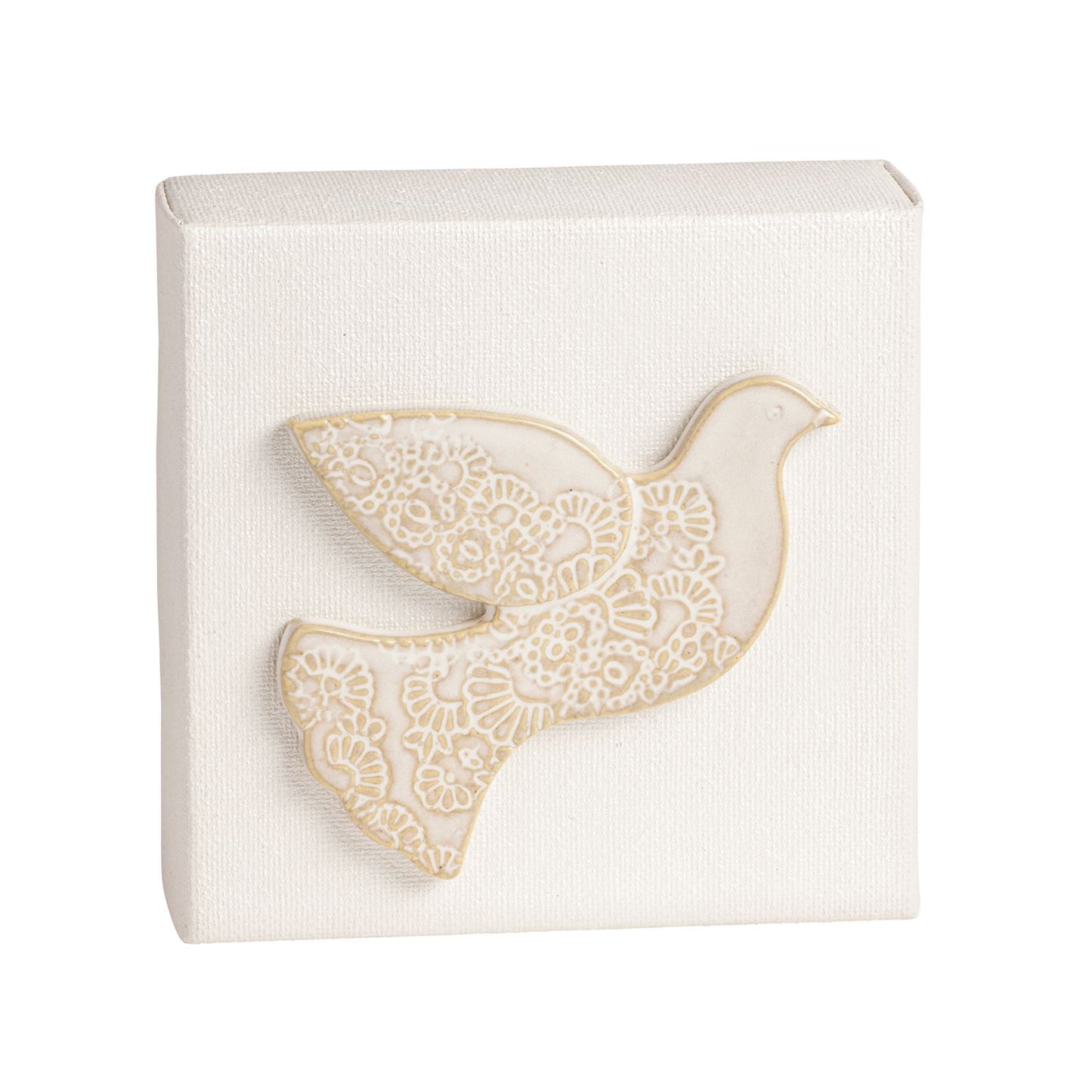 White Canvas Plaque: Dove
