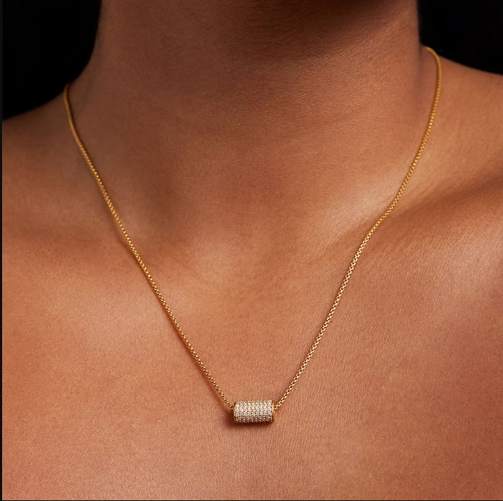 Petit Pave Mini Tube Necklace by Dean Davidson