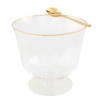 Gold Edge Glass Pedestal Trifle Bowl Set