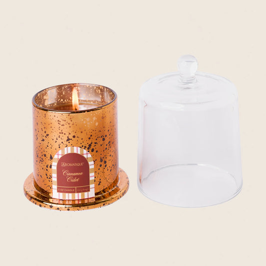 Aromatique: Mercury Glass Cloche Candle in Cinnamon Cider