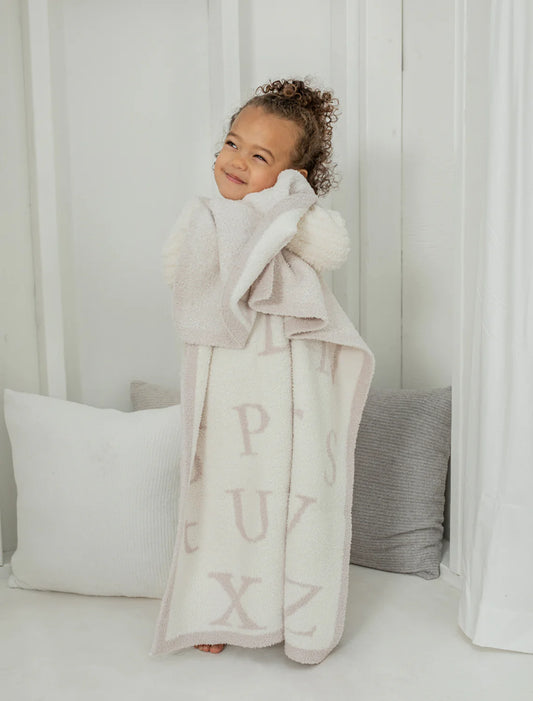 Barefoot Dreams: CozyChic ABC Baby/ Toddler Blanket in Stone & Cream