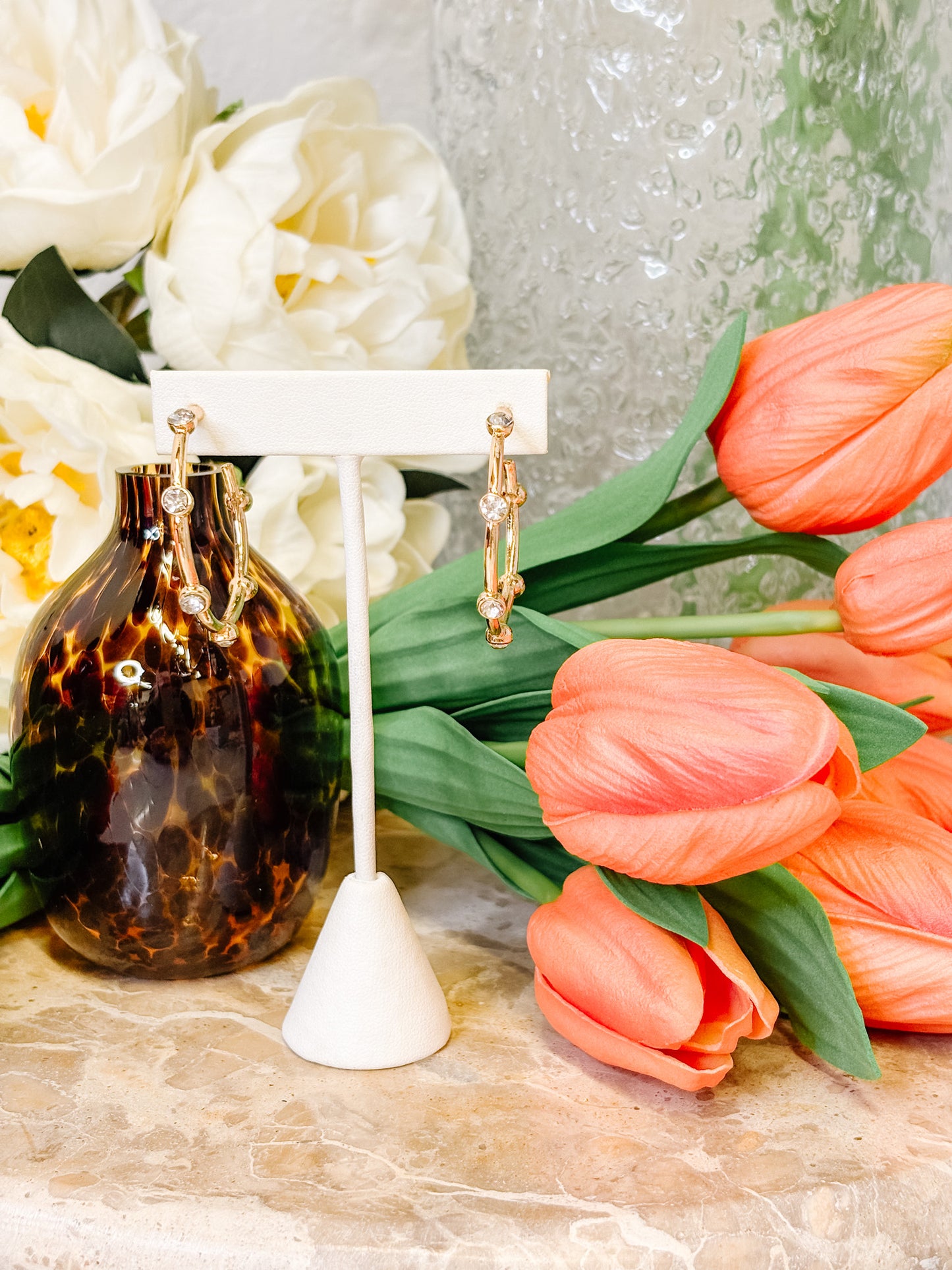 Travis Gold Clear Earrings