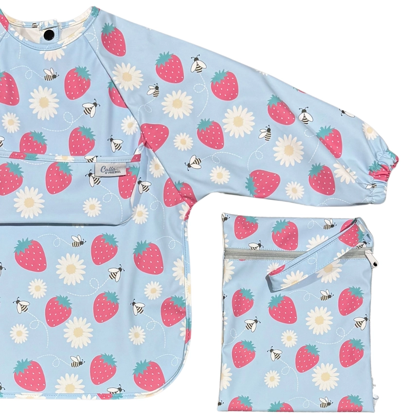 The Grayson Long Sleeve Bib: Strawberry Patch