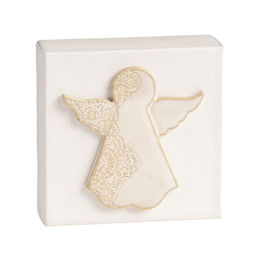 White Canvas Plaque: Angel