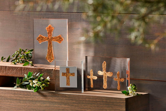 Acrylic & Gold Triple Cross Plaque