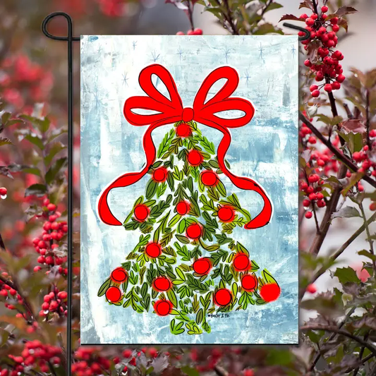 Holly Berry Christmas Tree Garden Flag