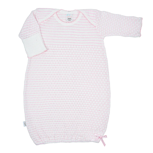 PATY: Overlap Shoulder Gown w/ Bow Pink Pinstripe NB