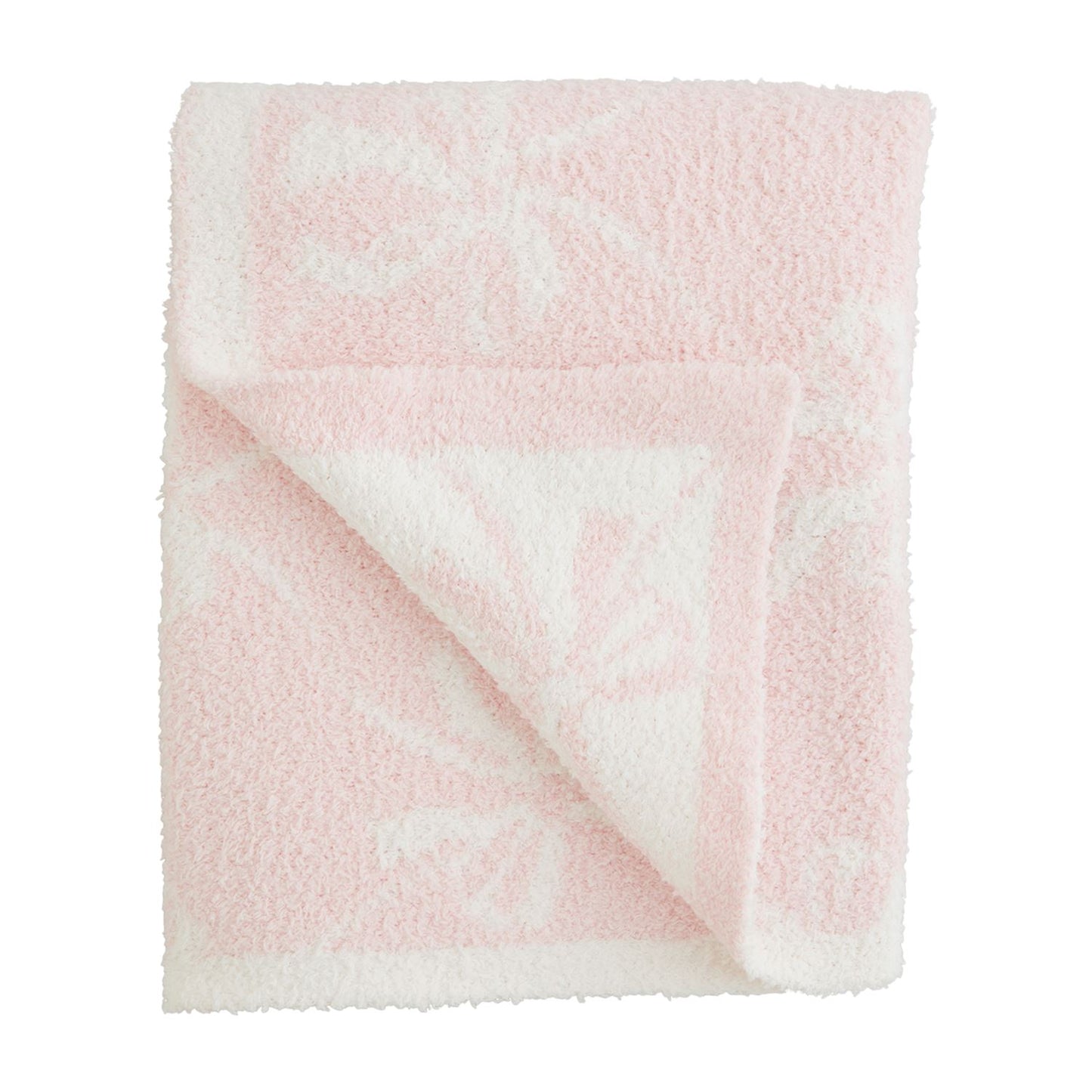 Chenille Pink Bow Baby Blanket