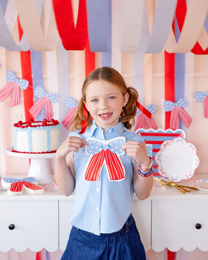 Stars & Stripes Bow Shaped Paper Cocktail Napkin 24/pk