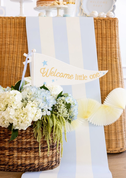 Blue Cabana Stripe Paper Table Runner 16x120