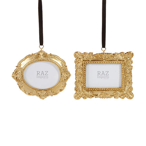 Gold Vintage Photo Frame Ornament (Rectangle)