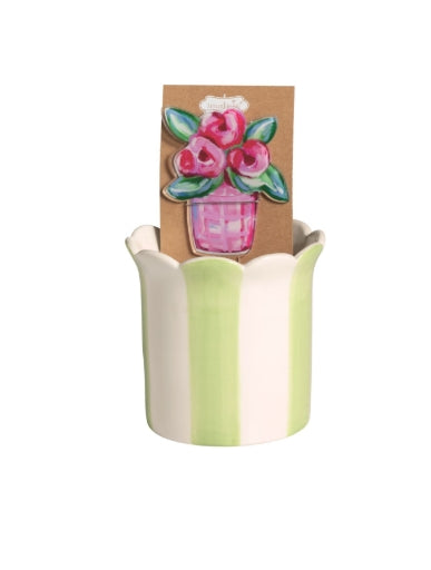 Cabana Stripe Pot with Plant Stake