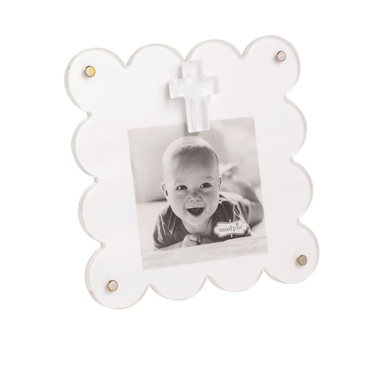 White Acrylic Cross Scallop Frame
