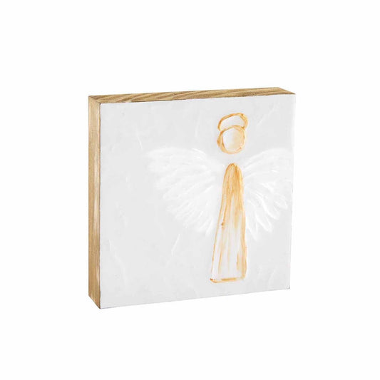 Mudpie Angel Block Plaque - Large Gold