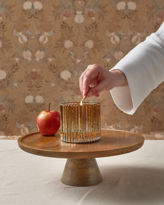 Aromatique: Ribbed Mercury Glass Candle in Cinnamon Cider