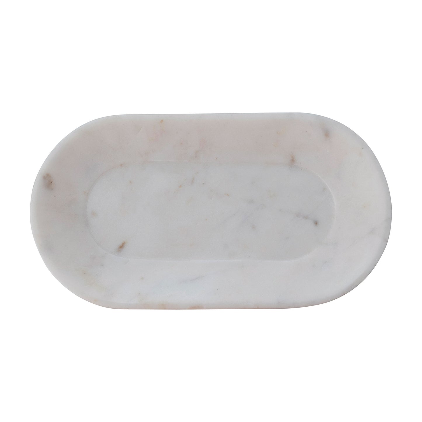 White Marble Oval Tray 10.75"