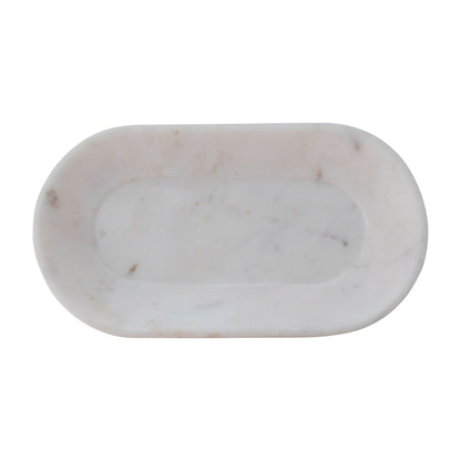White Marble Oval Tray 10.75"