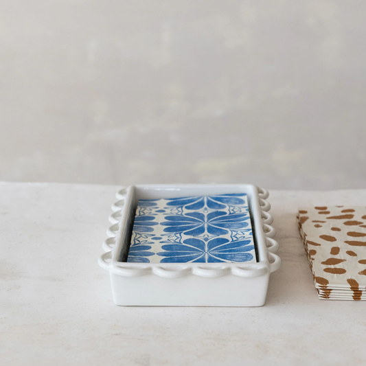 White Scalloped Guest Towel Holder