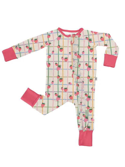 Strawberry Patch Zip PJs 3-6 mo.