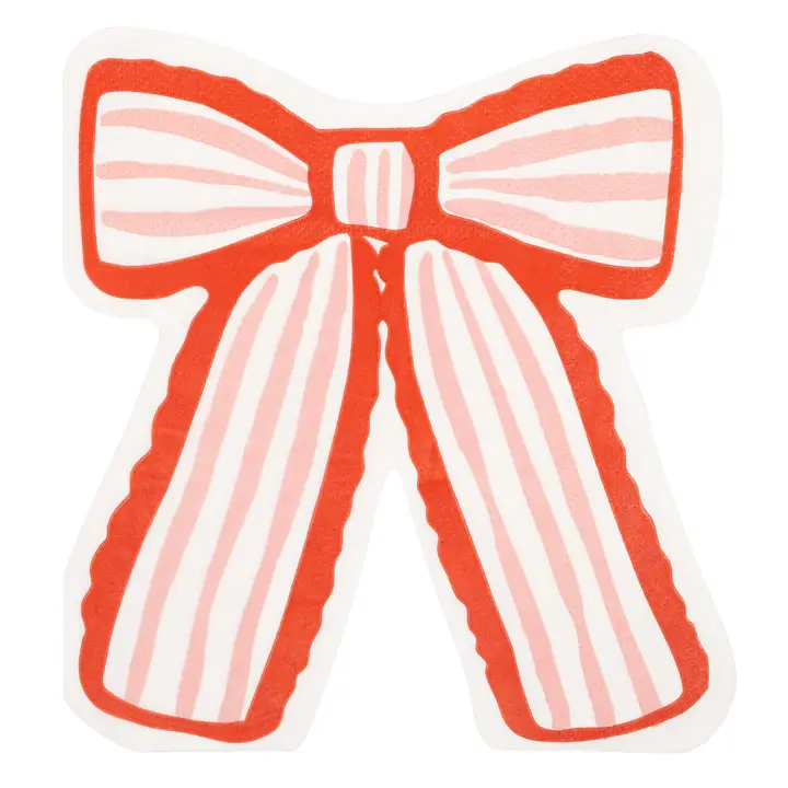 Red, Pink & White Bow Napkins - Pack of 24