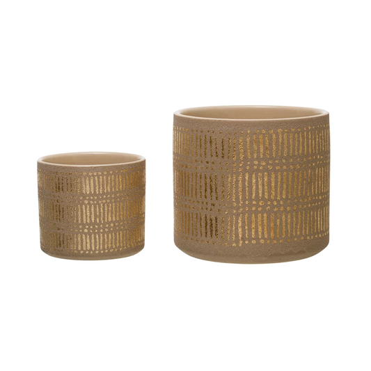Stoneware Planter, Gold Shimmer - Large