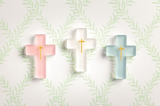 Blue Painted Resin Cross